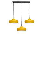 Candeeiro de Teto – altura ajustável de 21 a 70 cm – mostarda e preto – metal