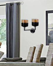 Candeeiro de Parede – 35 x 20 x 26 cm – Preto – Metal com vidro