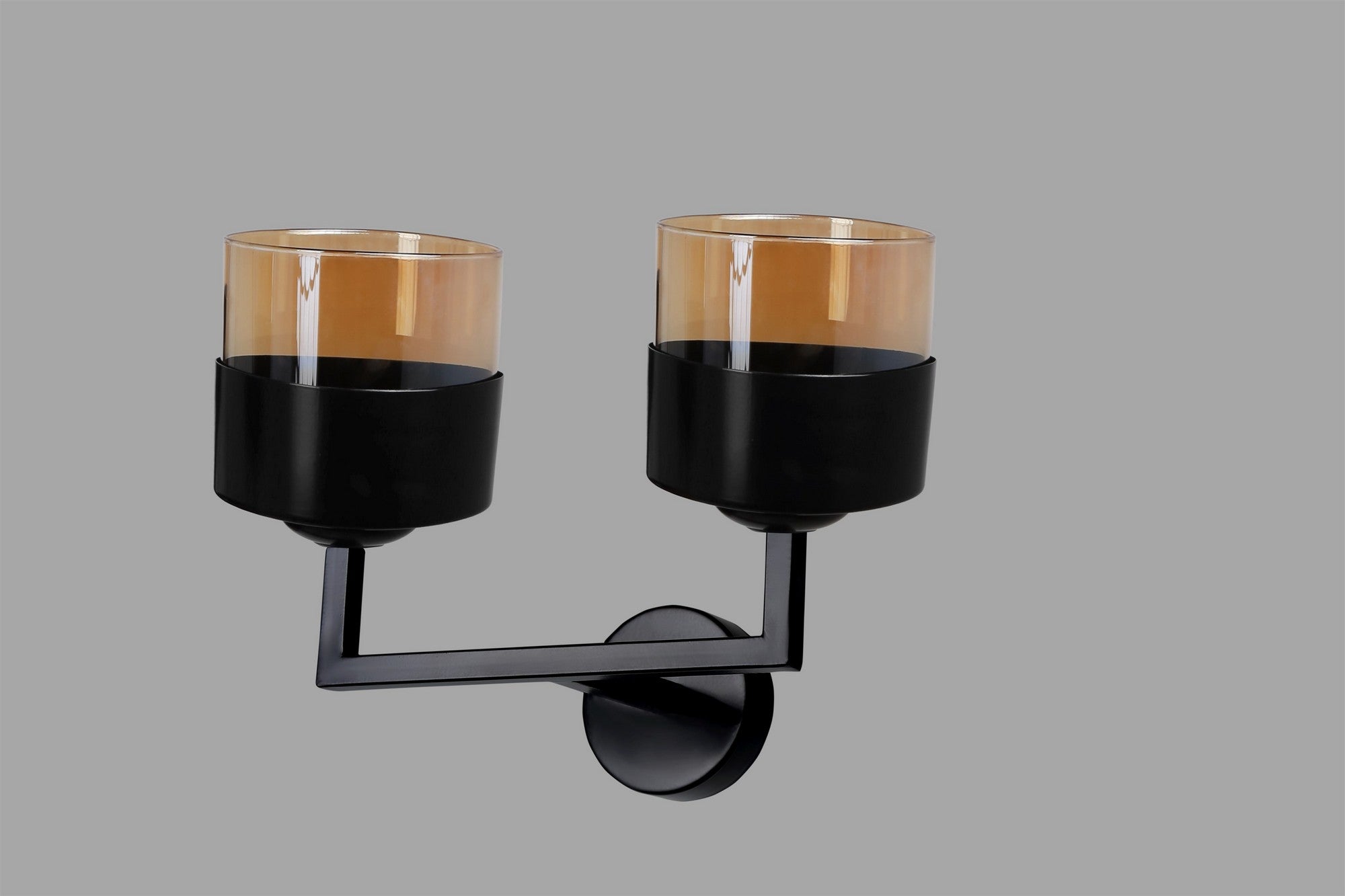 Candeeiro de Parede – 35 x 20 x 26 cm – Preto – Metal com vidro