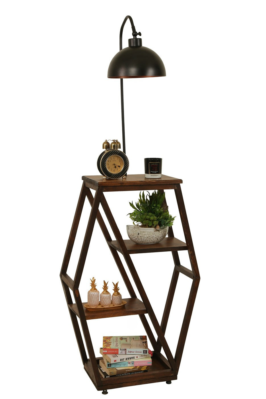 Candeeiro de Pé – 165 cm – Preto – Metal e Madeira de Fir