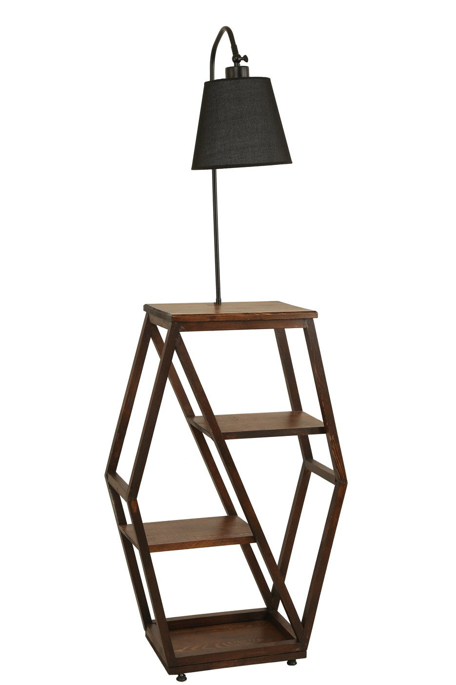 Candeeiro de Pé – 165 cm – Preto – Metal e Madeira