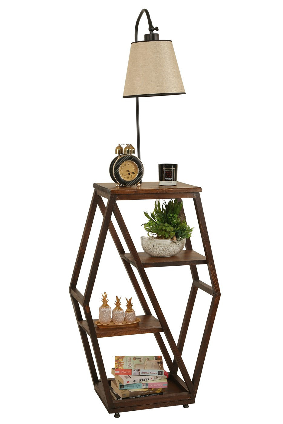 Candeeiro de Pé – 165 cm – Bege e Preto – Metal e Madeira