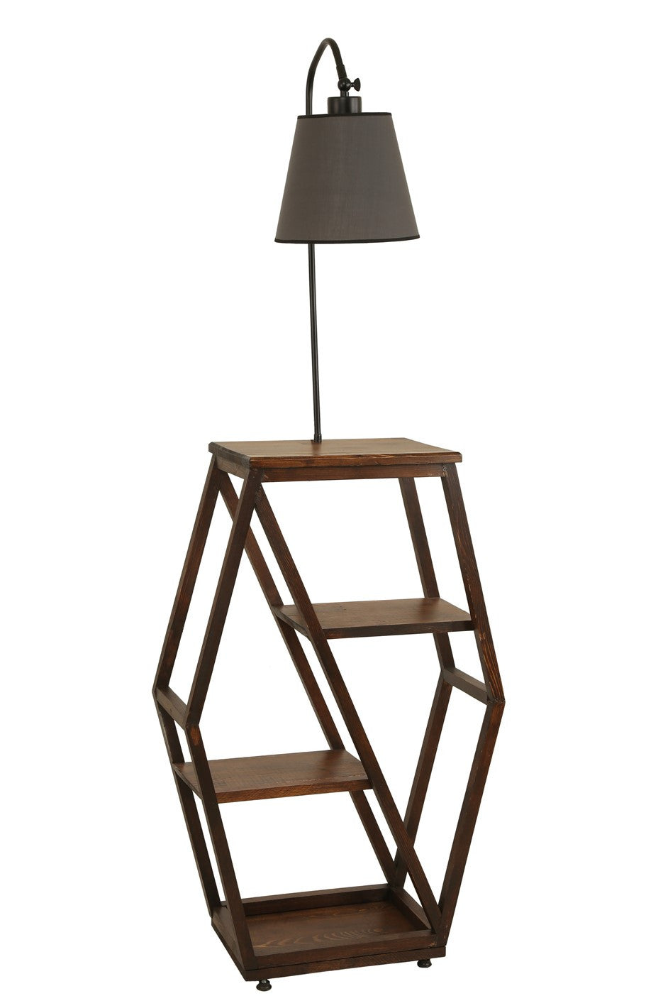 Candeeiro de Pé – 165 cm – Antracite – Metal e Madeira de Fir