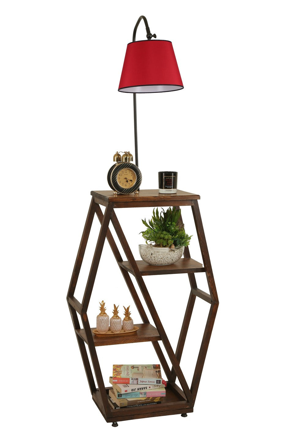 Candeeiro de Pé – 165 cm – Vermelho – Metal e Madeira