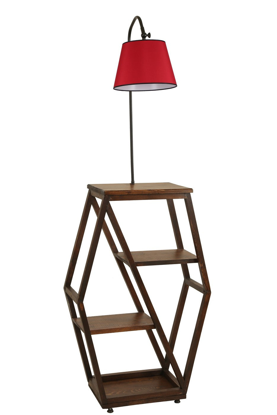 Candeeiro de Pé – 165 cm – Vermelho – Metal e Madeira