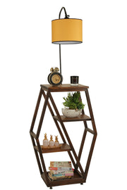 Candeeiro de Pé – 165 cm – Amarelo – Metal e Madeira de Fir