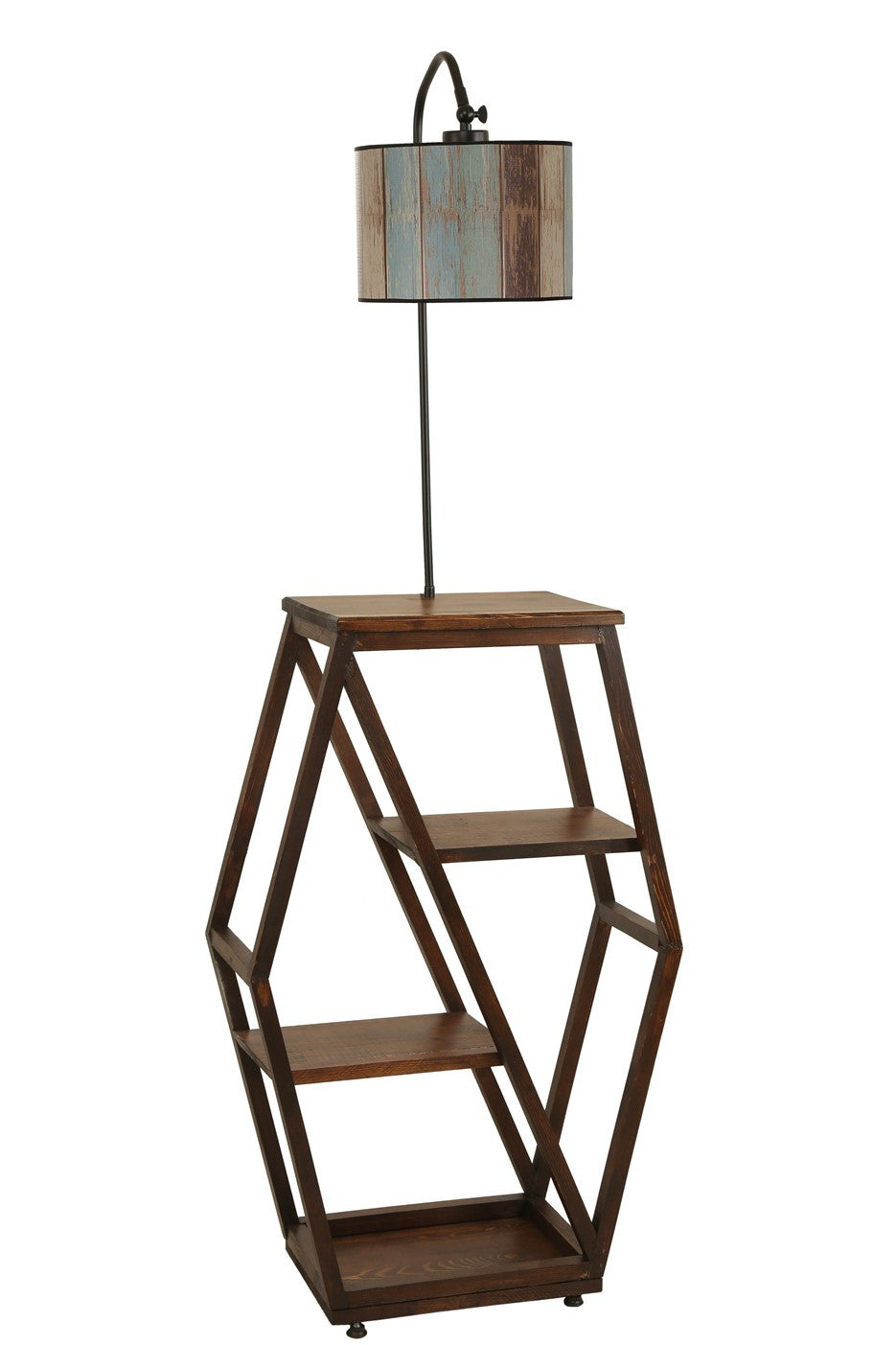 Candeeiro de Pé – 165 cm – Cor noz – Metal e Madeira de Fir
