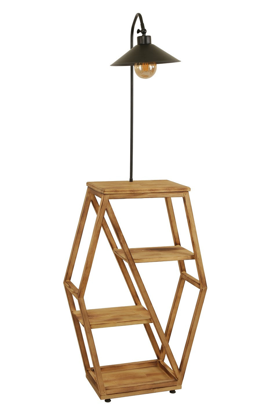 Candeeiro de Pé – 165 cm – Cáqui – Metal e Madeira