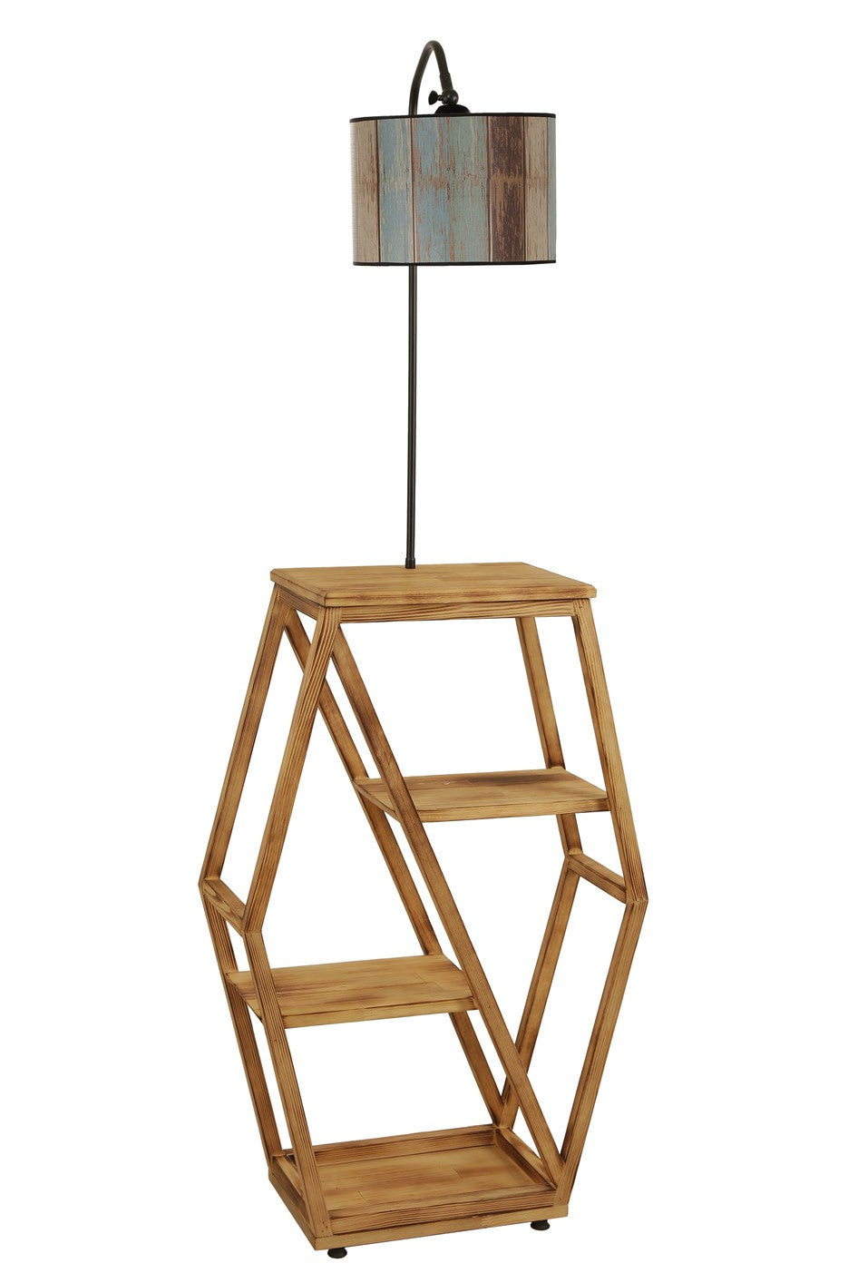 Candeeiro de Pé – 38 x 25 cm – Multicolorido – Metal e Madeira de Fir