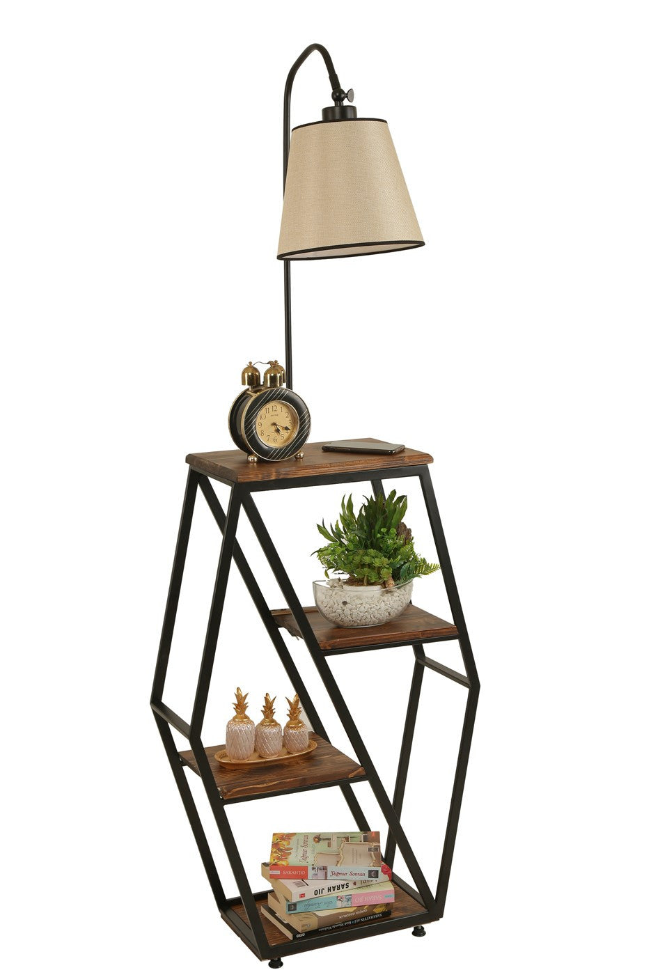 Candeeiro de Pé – 165 cm – Cor vime – Metal e Madeira de Fir