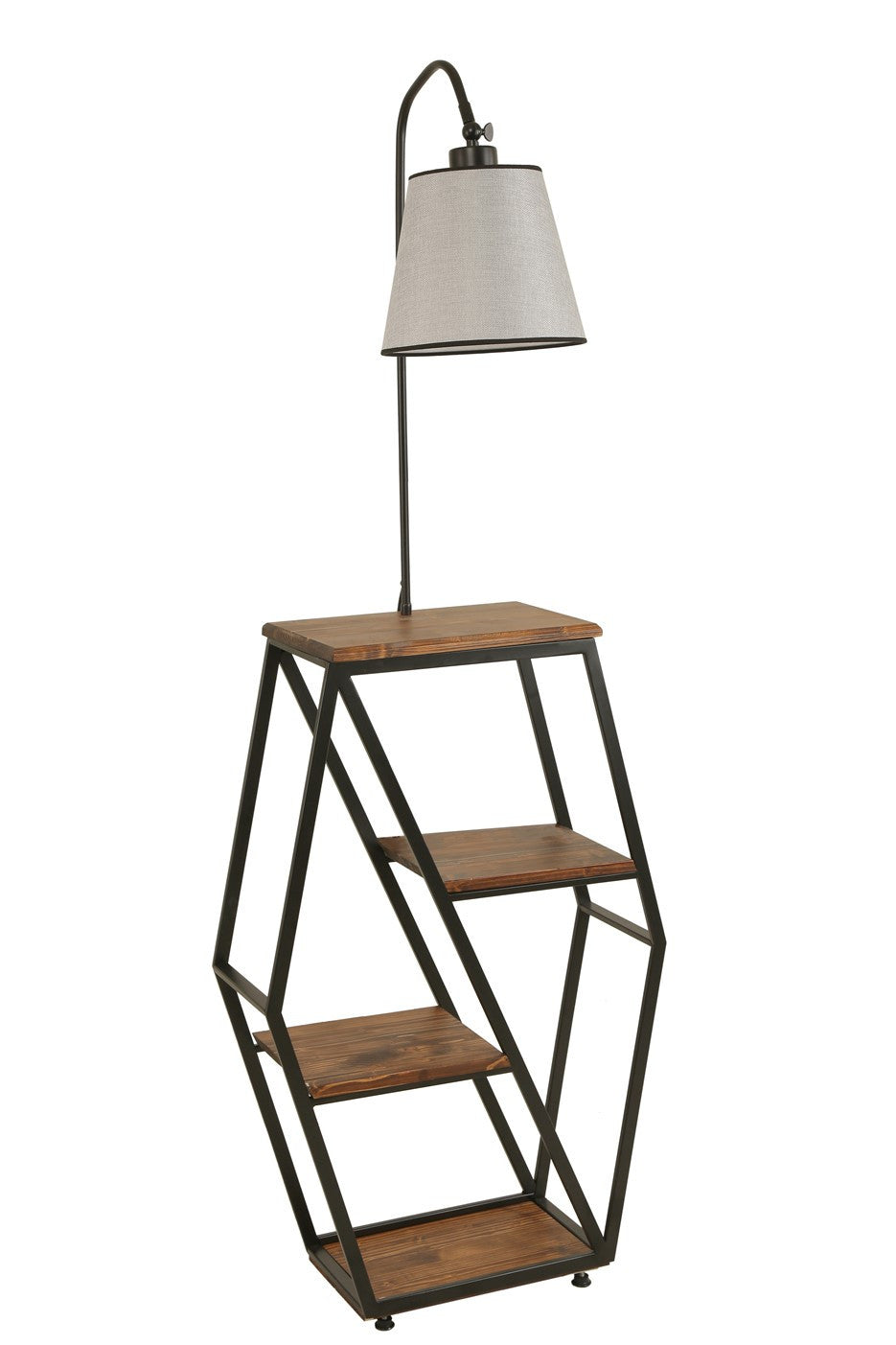 Candeeiro de Pé – 165 cm – Cinza claro – Metal e madeira