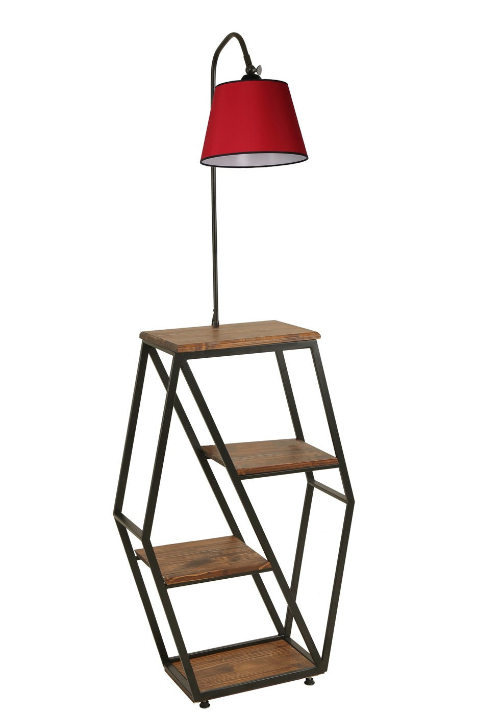 Candeeiro de Pé – 165 cm – Vermelho – Metal e Madeira