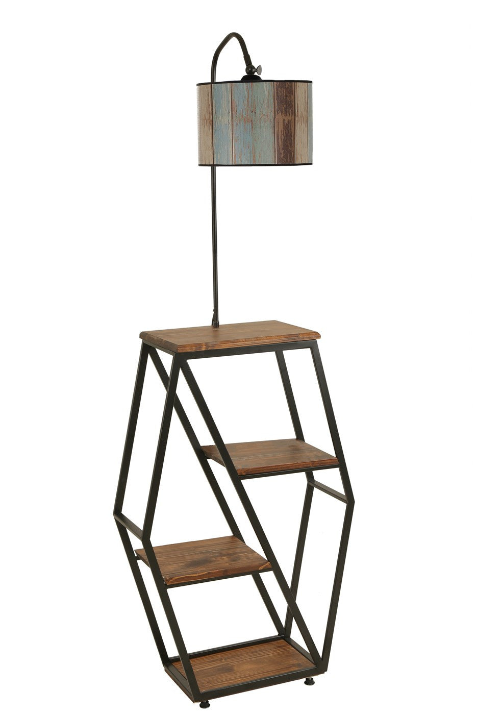 Candeeiro de Pé – 165 cm – Multicolorido – Metal e Madeira