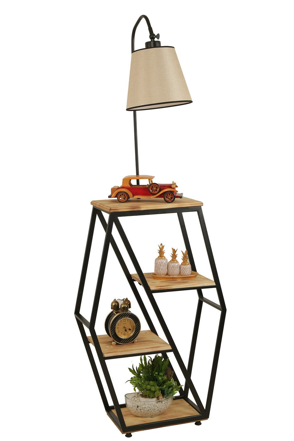 Candeeiro de Pé – 165 cm – Vime – Metal e Madeira de Fir