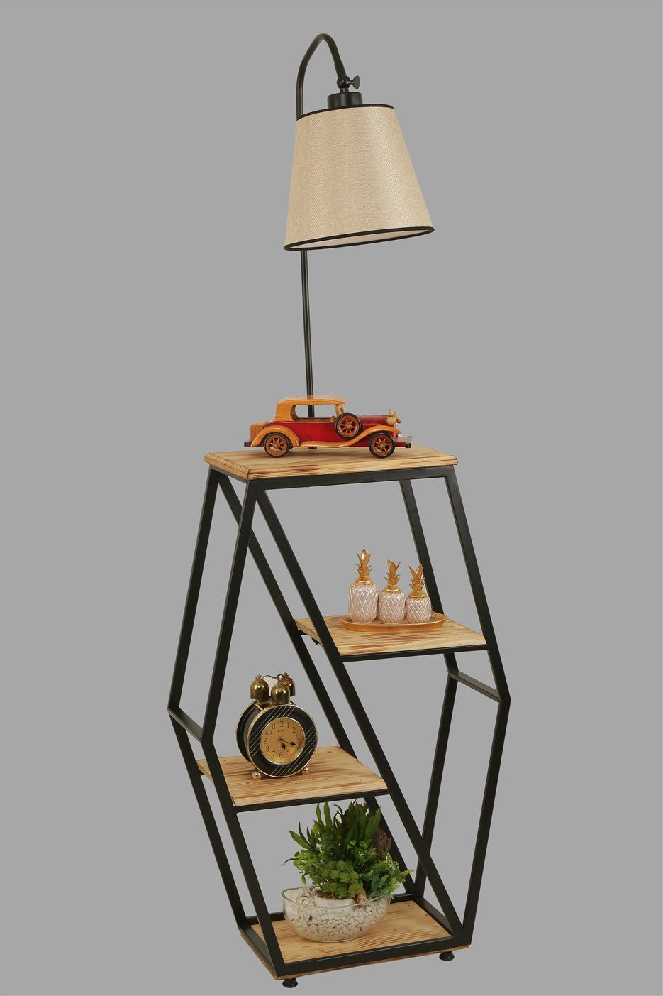 Candeeiro de Pé – 165 cm – Vime – Metal e Madeira de Fir