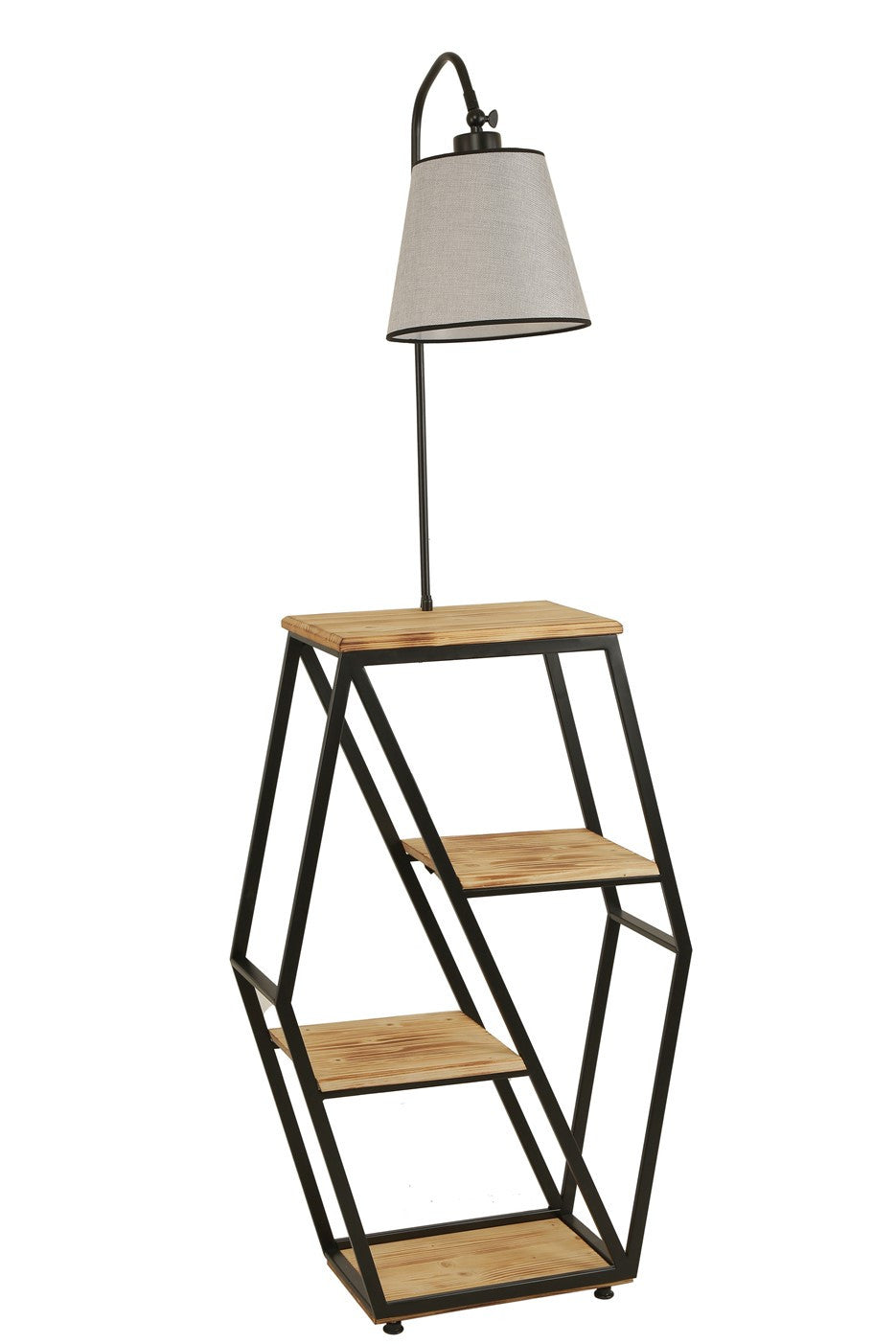Candeeiro de Pé – 165 cm – Cinza claro – Metal e Madeira