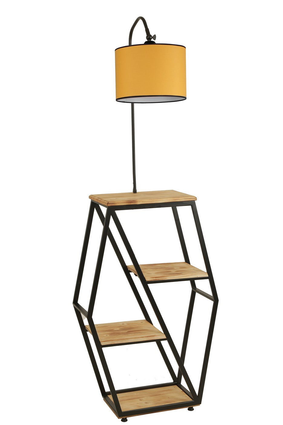 Candeeiro de Pé – 165 cm – Amarelo – Metal e Madeira