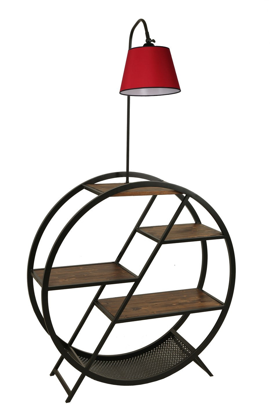 Candeeiro de Pé – 165 cm – Vermelho – Metal e Madeira de Fir