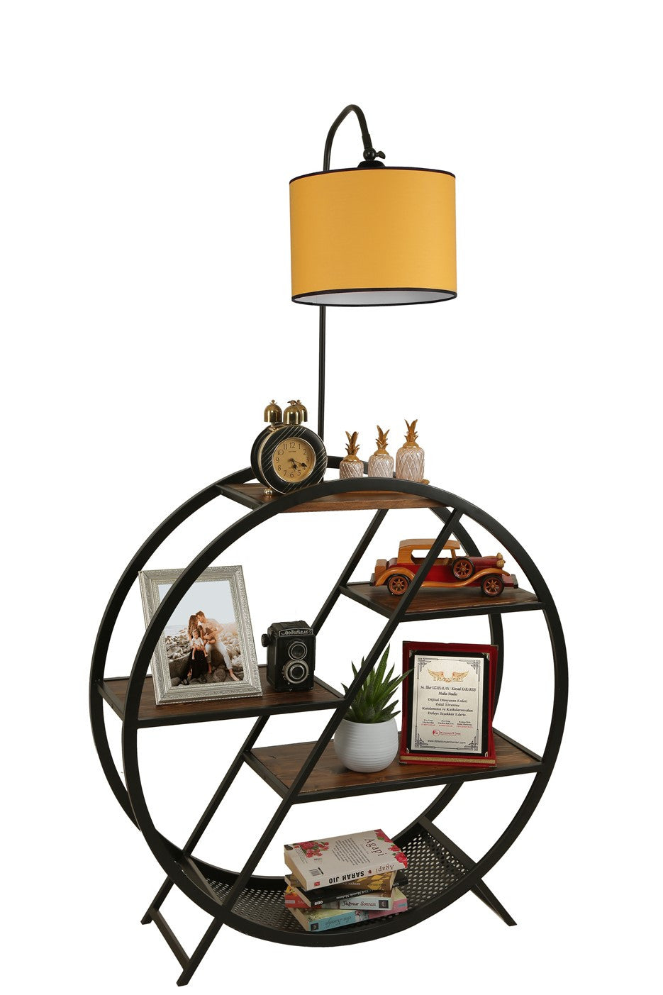 Candeeiro de Pé – 165 cm – Amarelo – Metal e Madeira