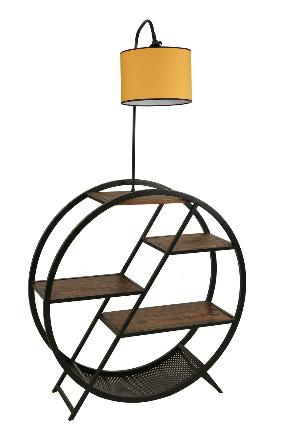 Candeeiro de Pé – 165 cm – Amarelo – Metal e Madeira