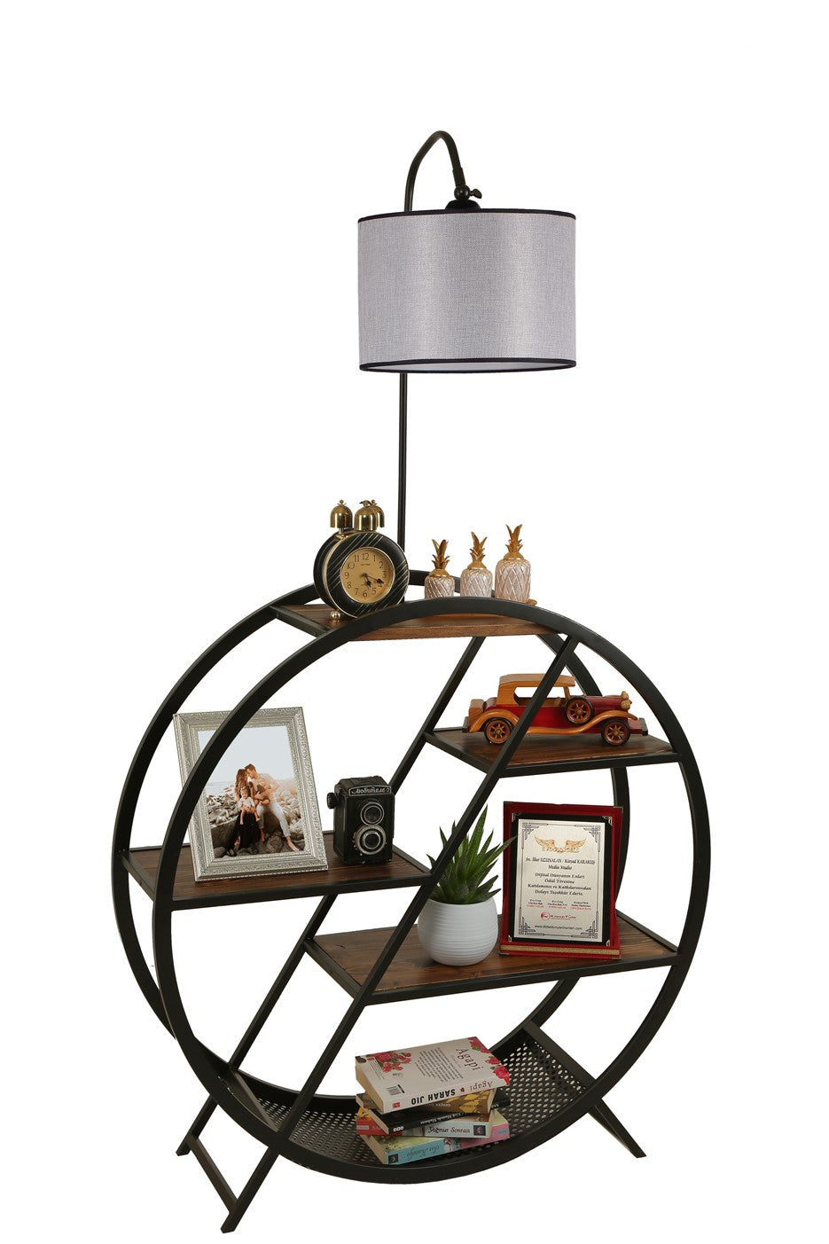 Candeeiro de Pé – 90 x 28 cm – Cinza Claro – Metal e Madeira