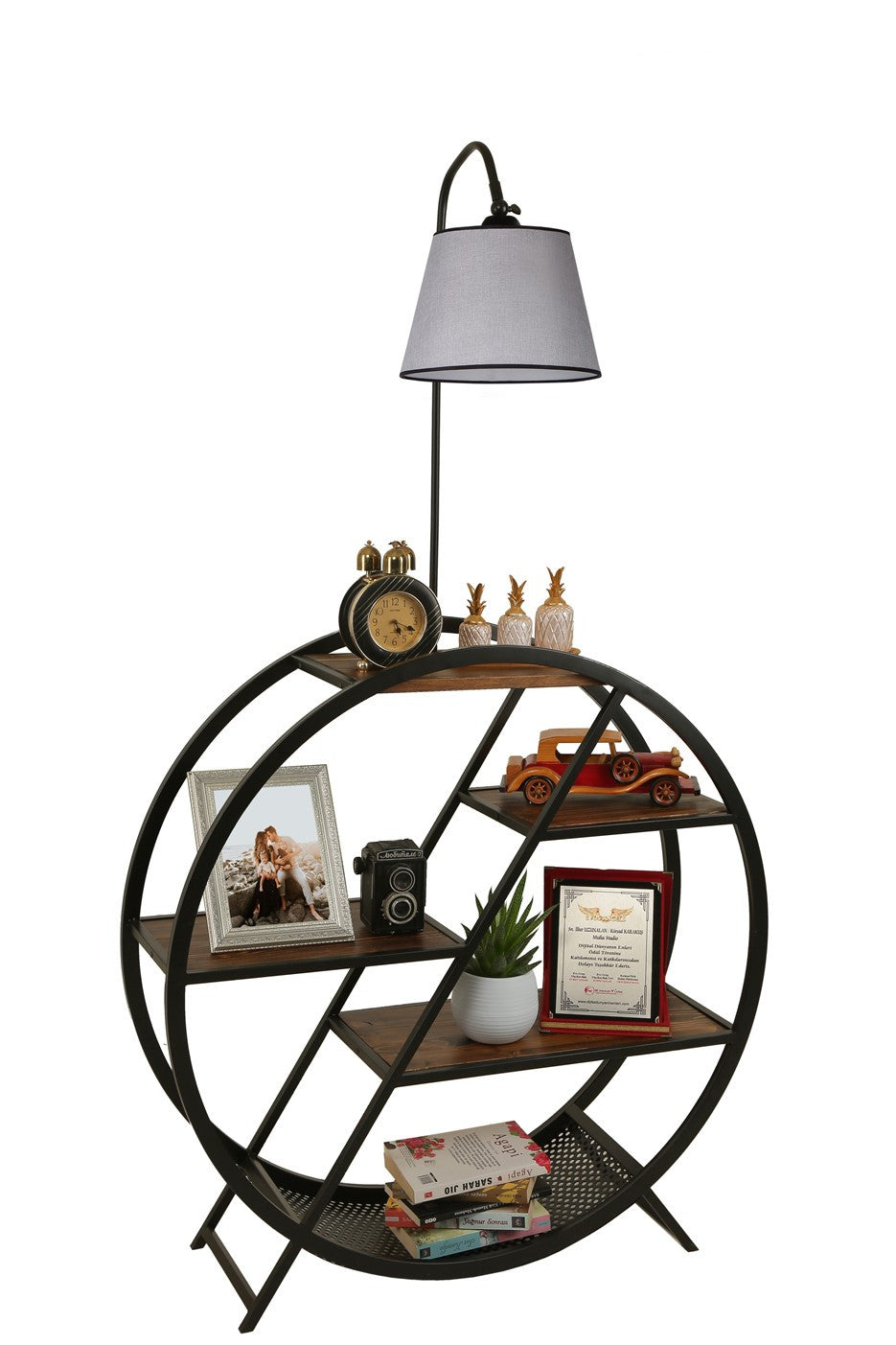 Candeeiro de Pé – 90 x 28 cm – Cinza Claro – Metal e Madeira