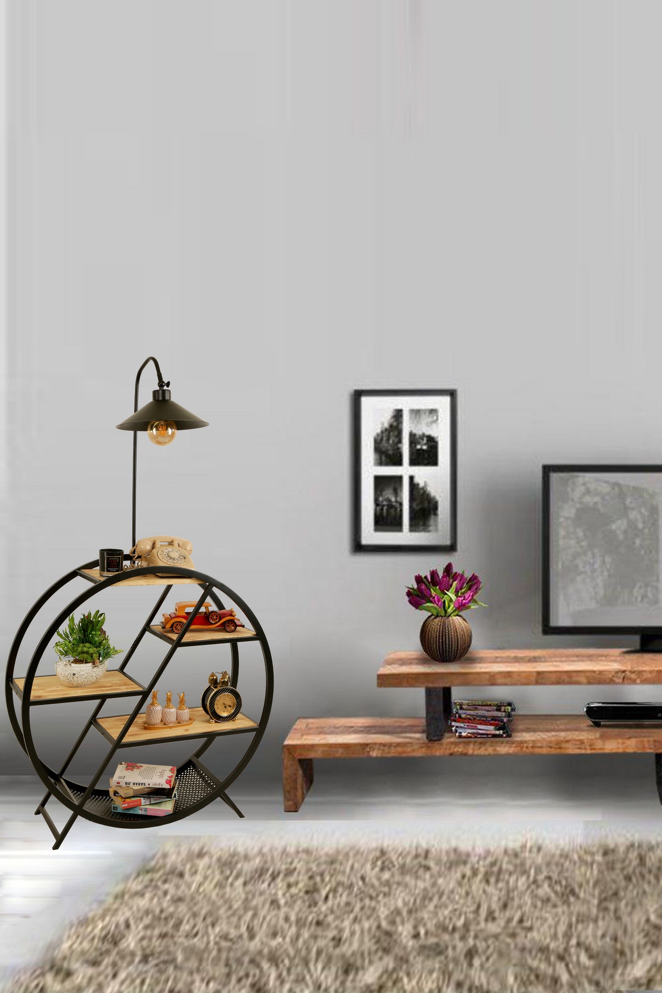 Candeeiro de Pé – 165 cm – Caqui – Metal e madeira de fir
