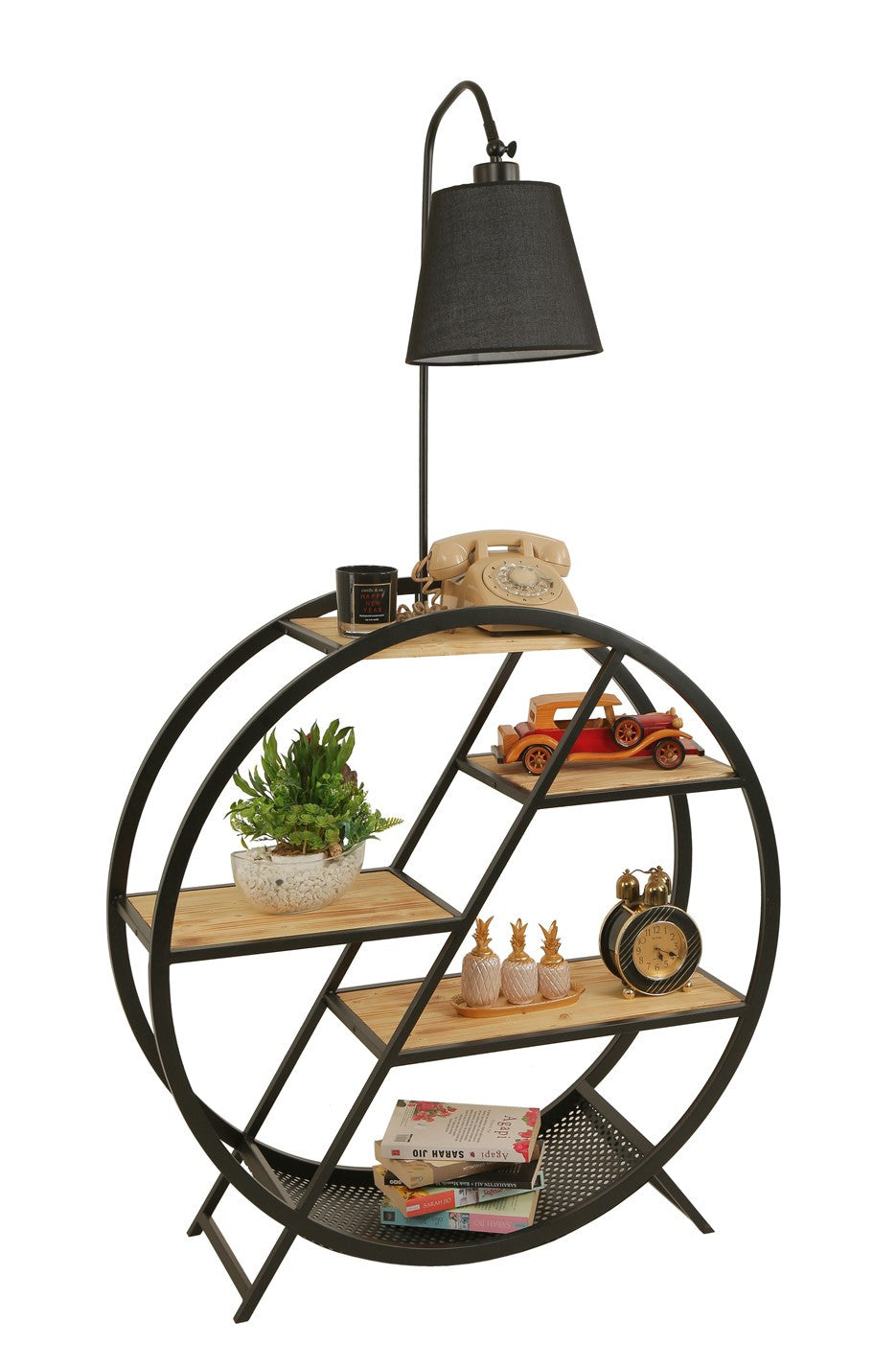 Candeeiro de Pé – 165 cm – Preto – Metal e Madeira de Fir