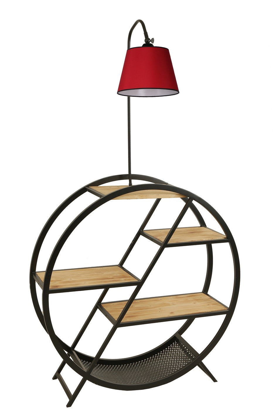 Candeeiro de Pé – 165 cm – Vermelho – Metal e Madeira