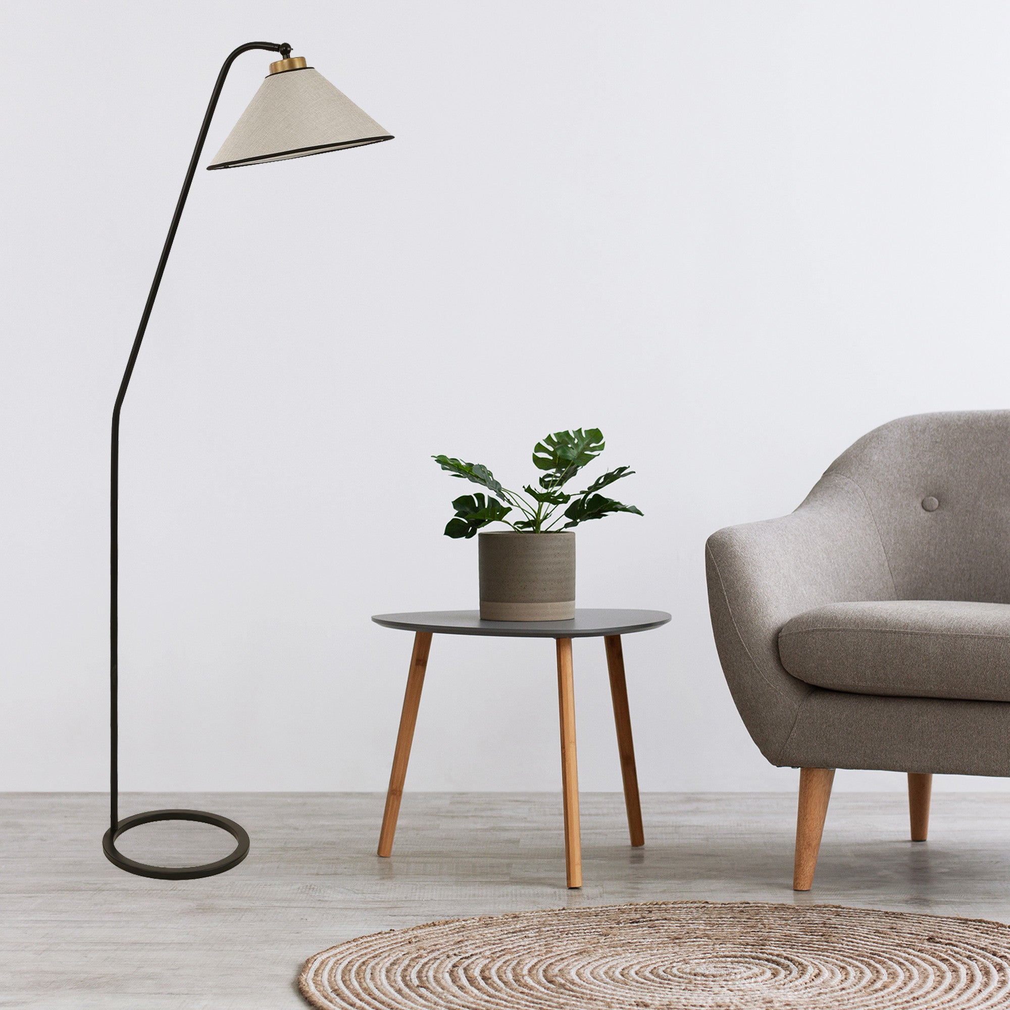 Candeeiro de Pé – 155 cm – Cinza Claro – Metal