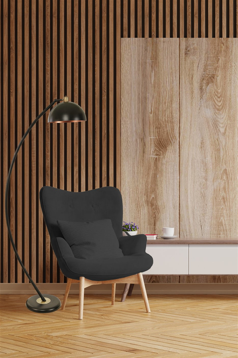 Candeeiro de Pé – 170 cm – Preto – Metal