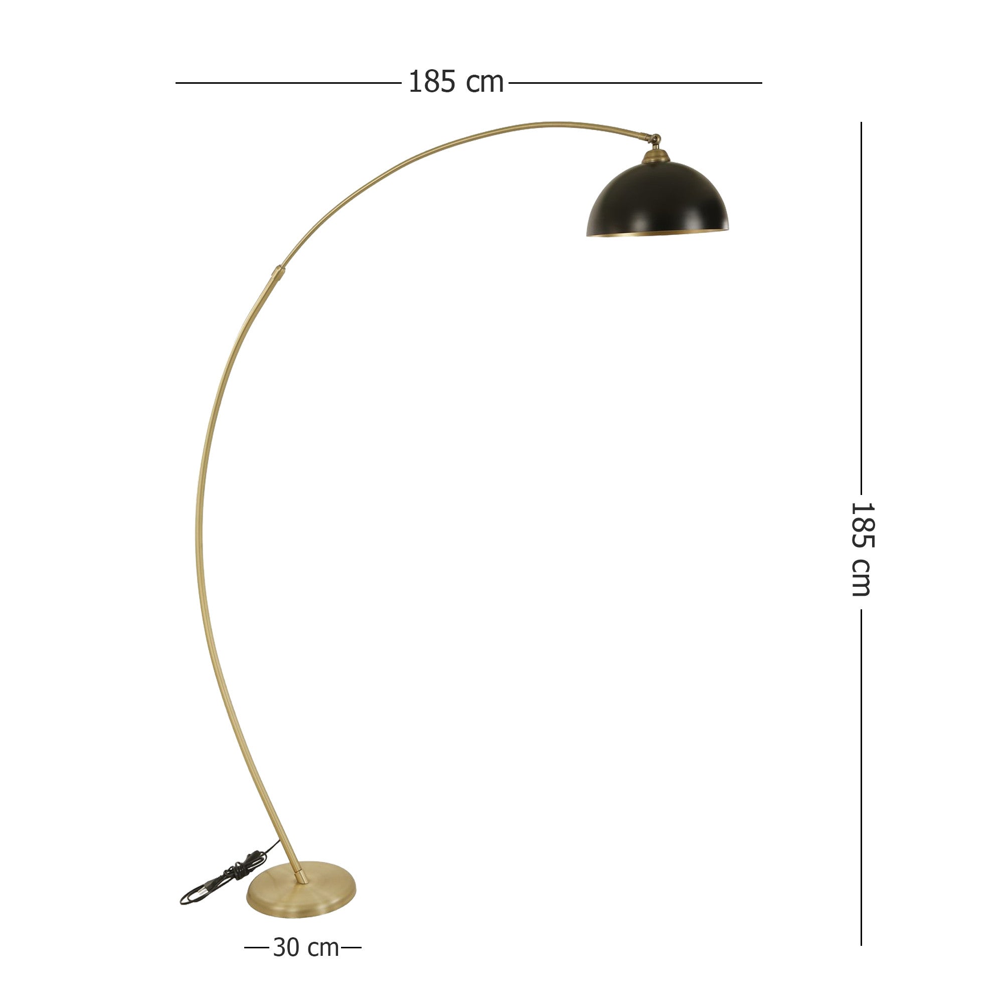 Candeeiro de Pé – 185 cm – Dourado e Preto – Metal