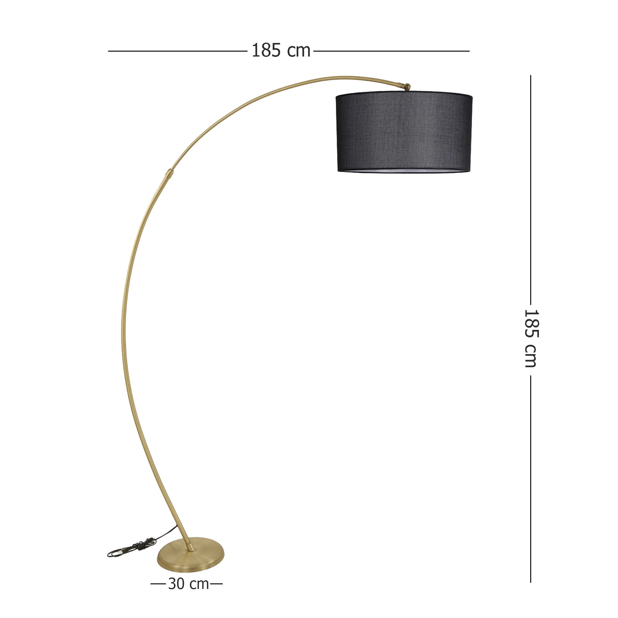 Candeeiro de Pé – Altura ajustável (85 cm a 185 cm) – Preto – Metálico