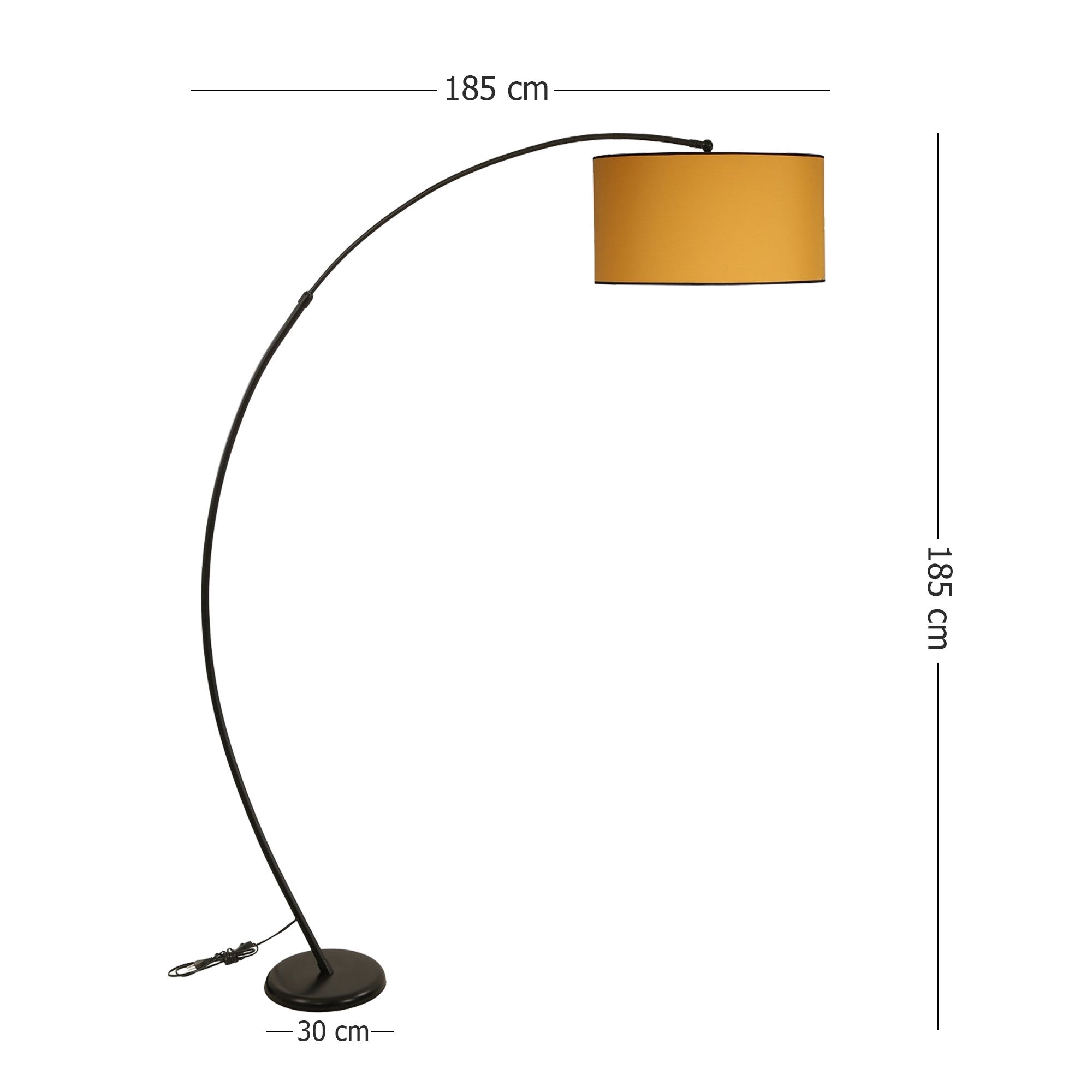 Candeeiro de Pé – 85 cm a 185 cm – Amarelo – Metal