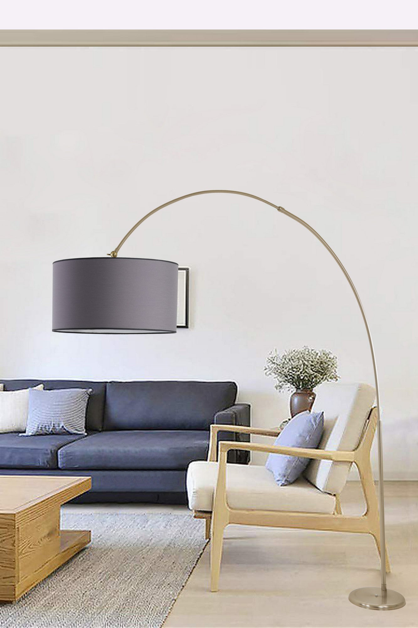 Candeeiro de Pé – 220 cm – Cinza Claro – Metal