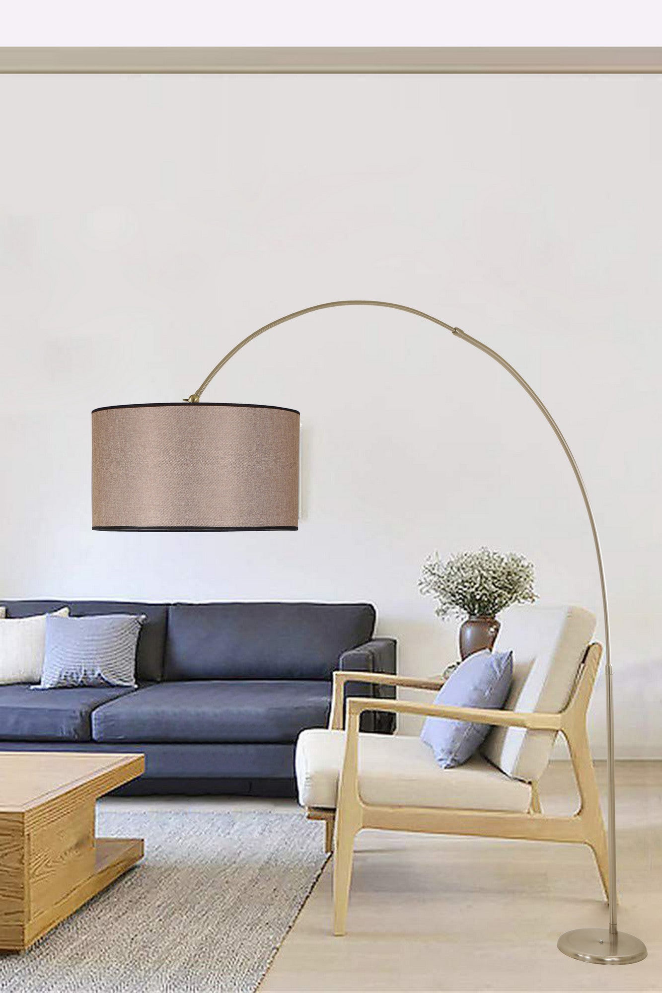 Candeeiro de Pé – 220 cm – Vime escuro – Metal