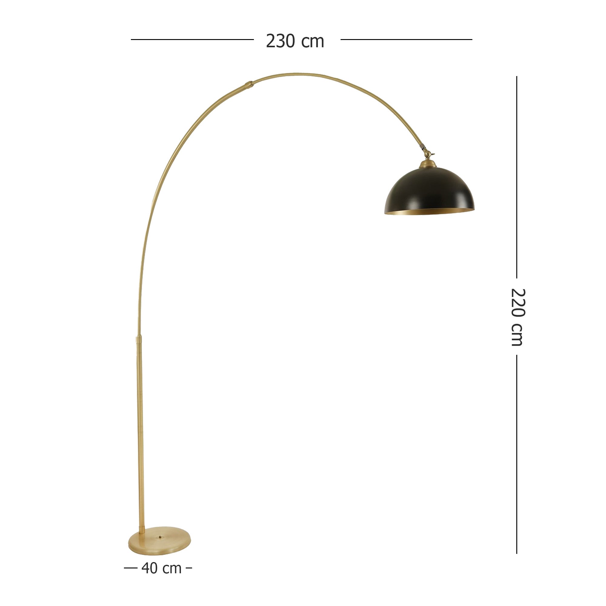 Candeeiro de Pé – 220 cm – Dourado e Preto – Metal
