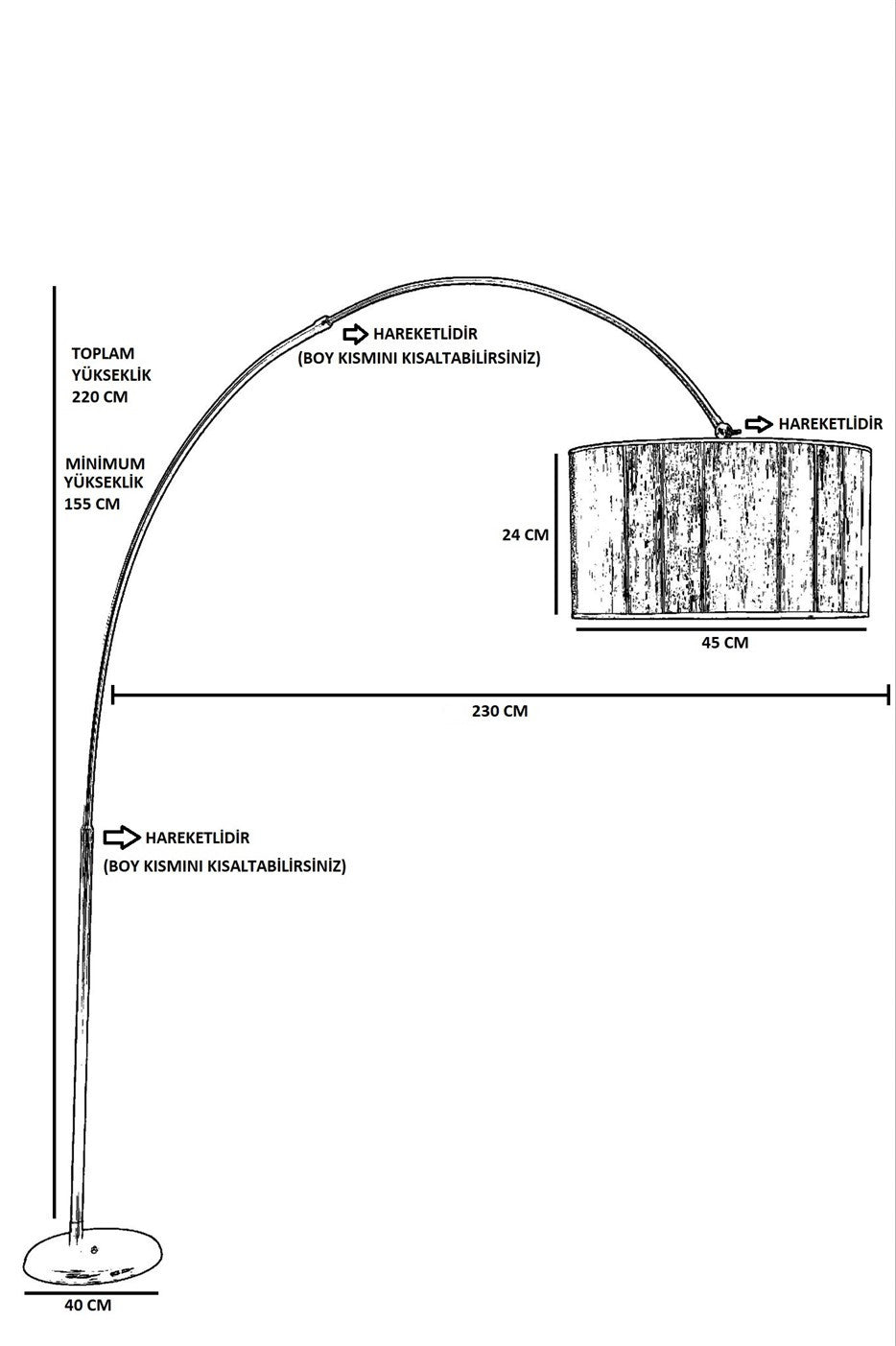Candeeiro de Pé – 220 cm – Antracite – Metal