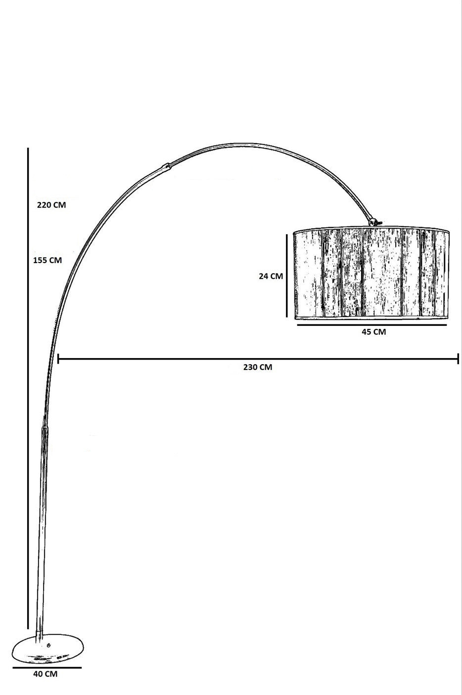 Candeeiro de Pé – 220 cm – Preto – Metal