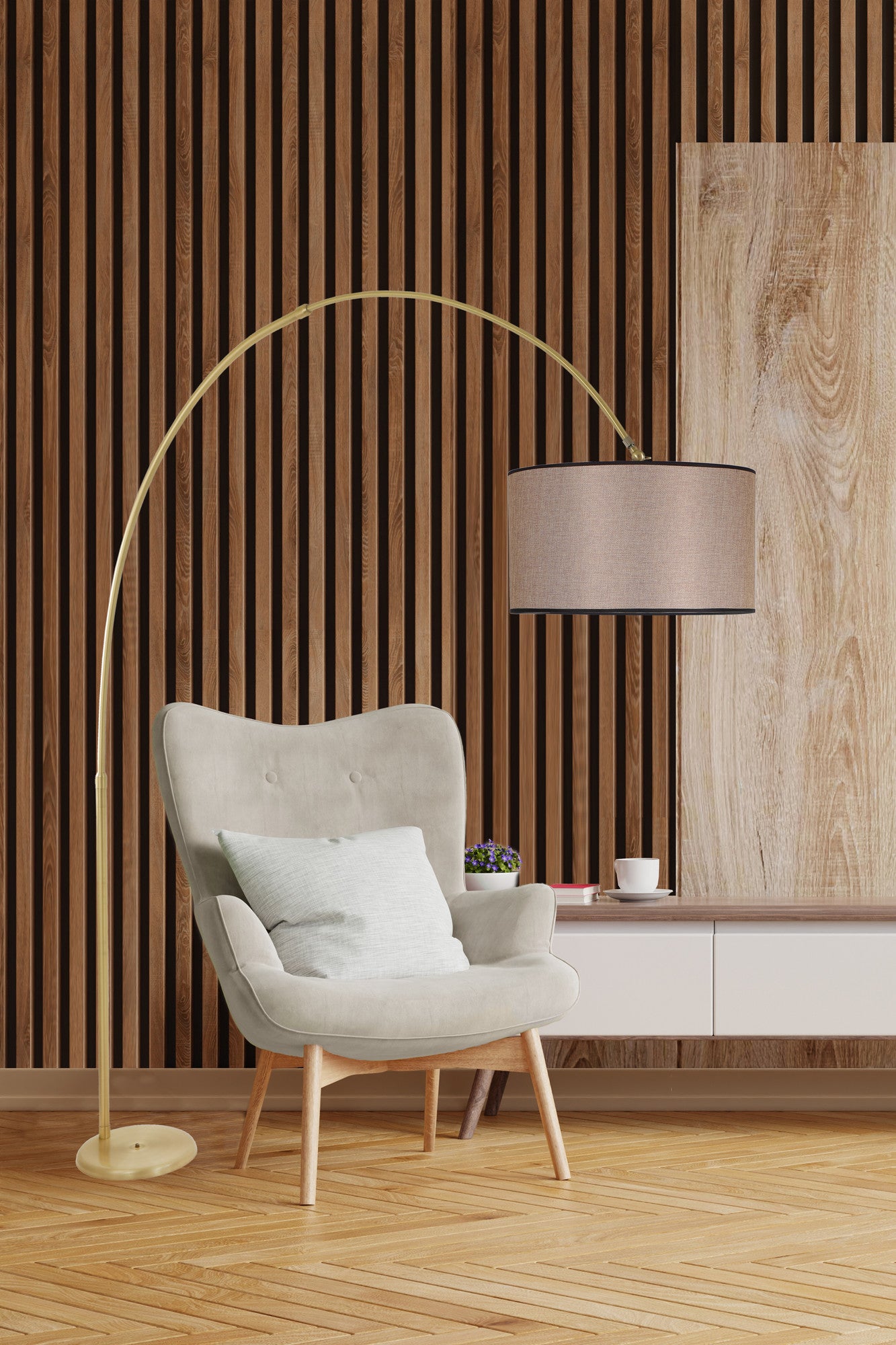Candeeiro de Pé – 220 cm – Vime Escuro – Metal