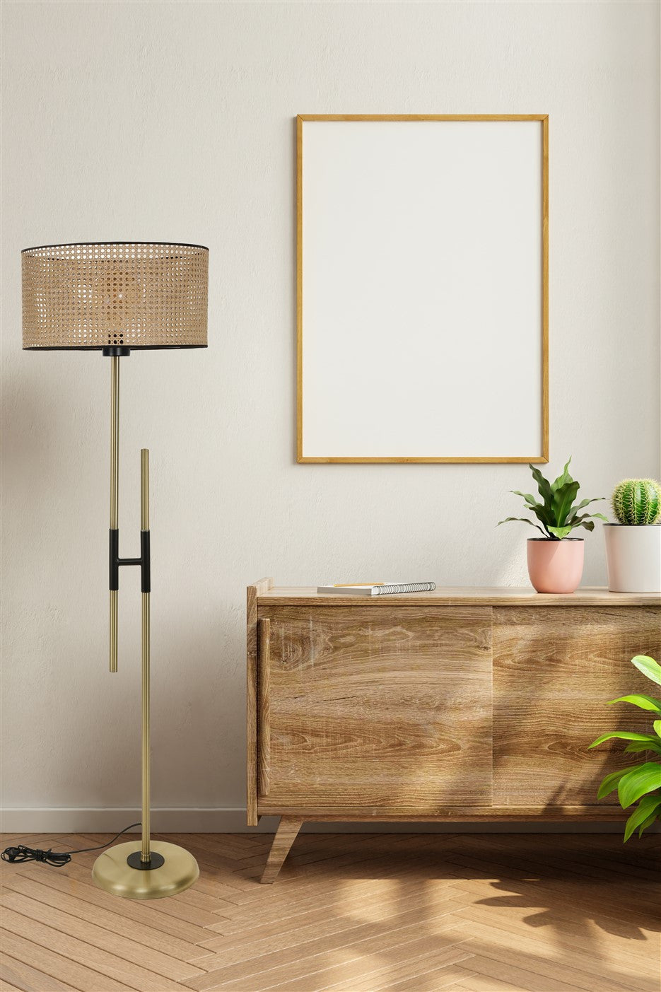 Candeeiro de Pé – 165 cm – Cor de vime – Metal