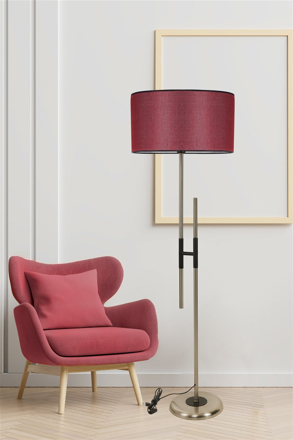 Candeeiro de Pé – 165 cm – Vermelho Bordeaux – Metal
