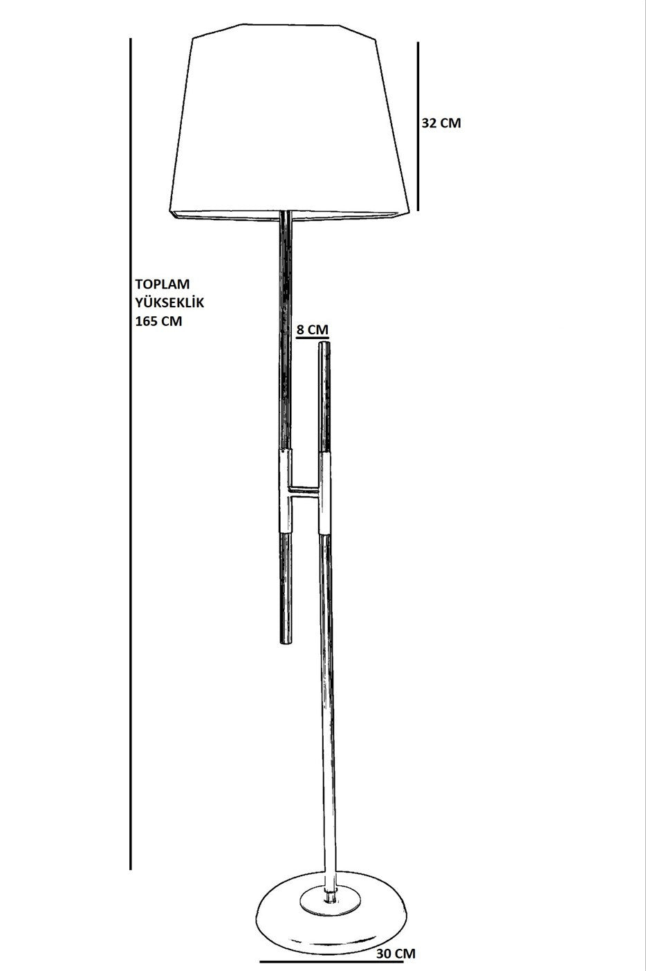 Candeeiro de Pé – 165 cm – Preto – Metal