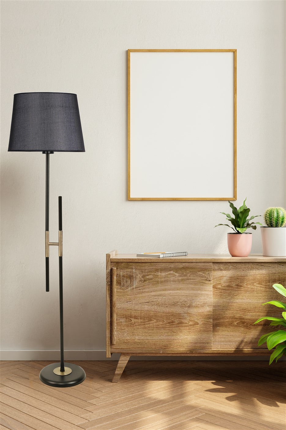 Candeeiro de Pé – 165 cm – Preto – Metal com revestimento cromado