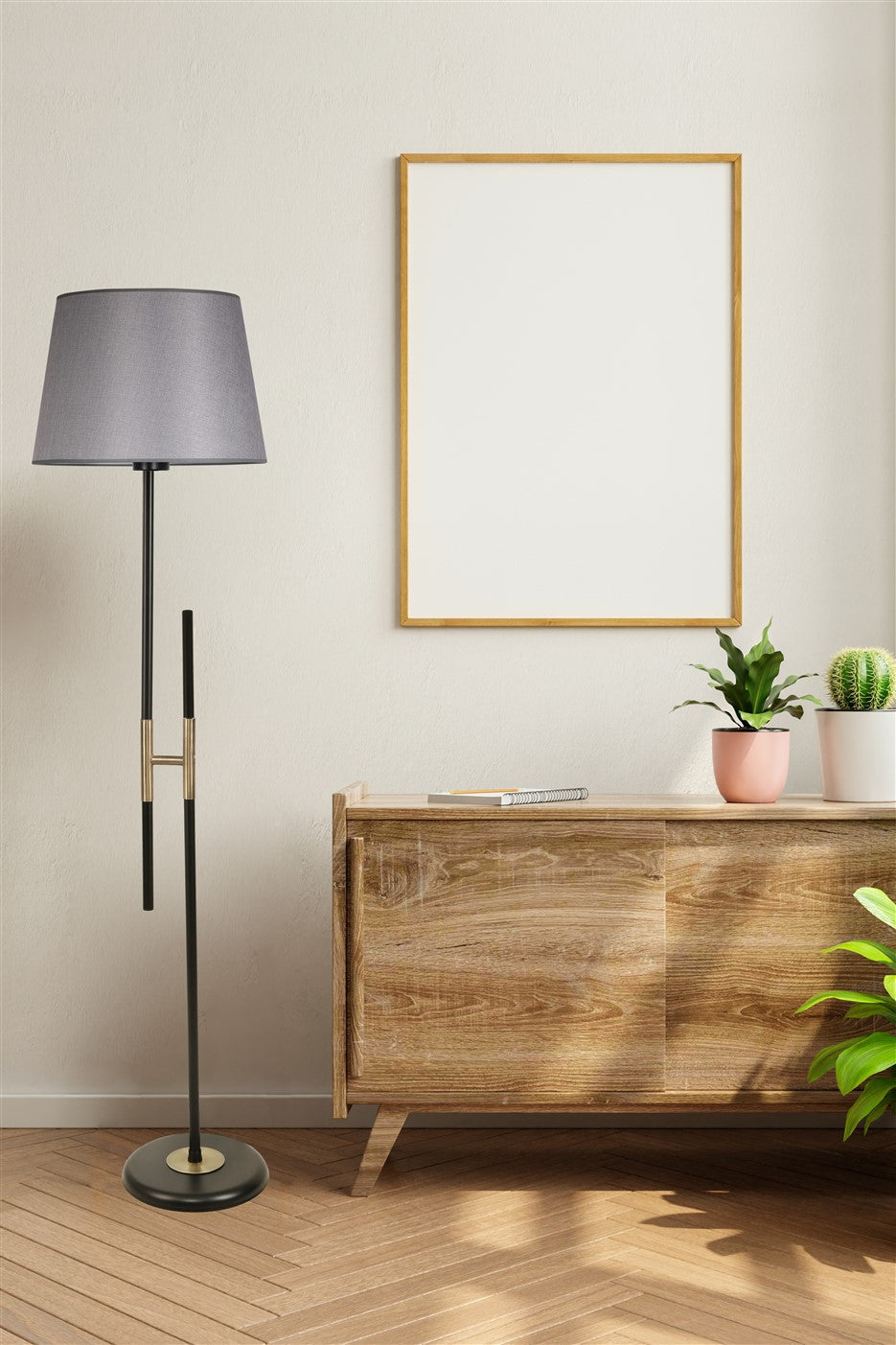 Candeeiro de Pé – 165 cm – Cinza – Metal