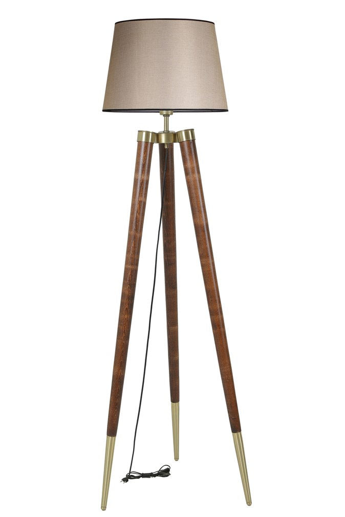 Candeeiro de Pé – 165 cm – Bege, Nogueira – Faia, Tecido