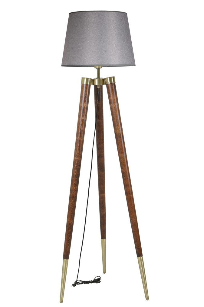 Candeeiro de Pé – 165 cm – Cinza e Nogueira – Hornbeam e Tecido