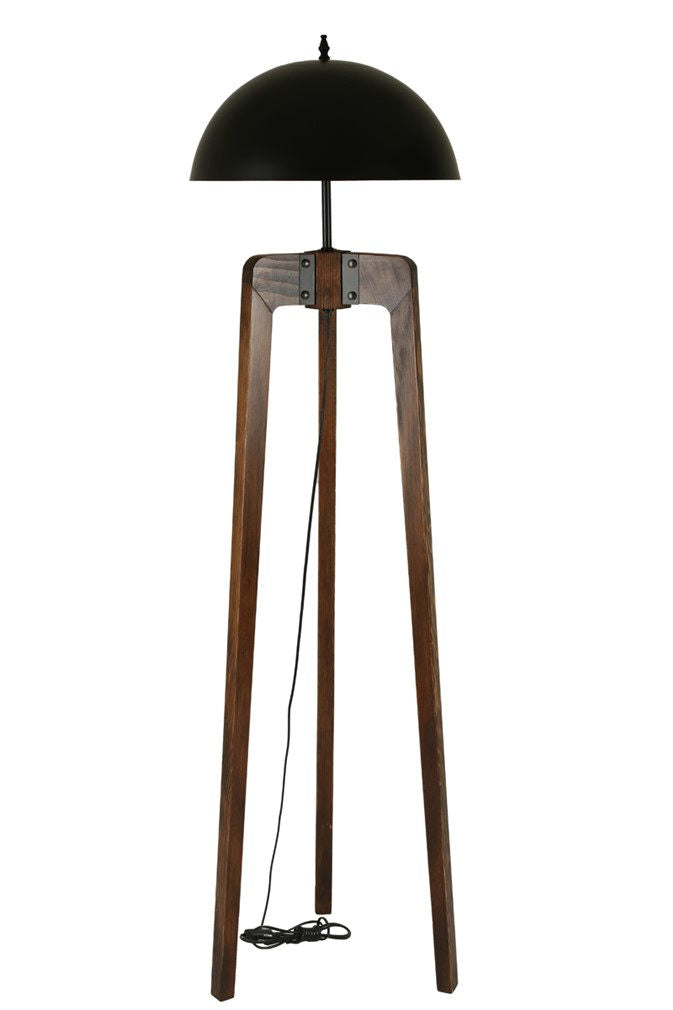 Candeeiro de Pé – 170 cm – Preto, Ouro Rosa – Madeira de Fir, Metal