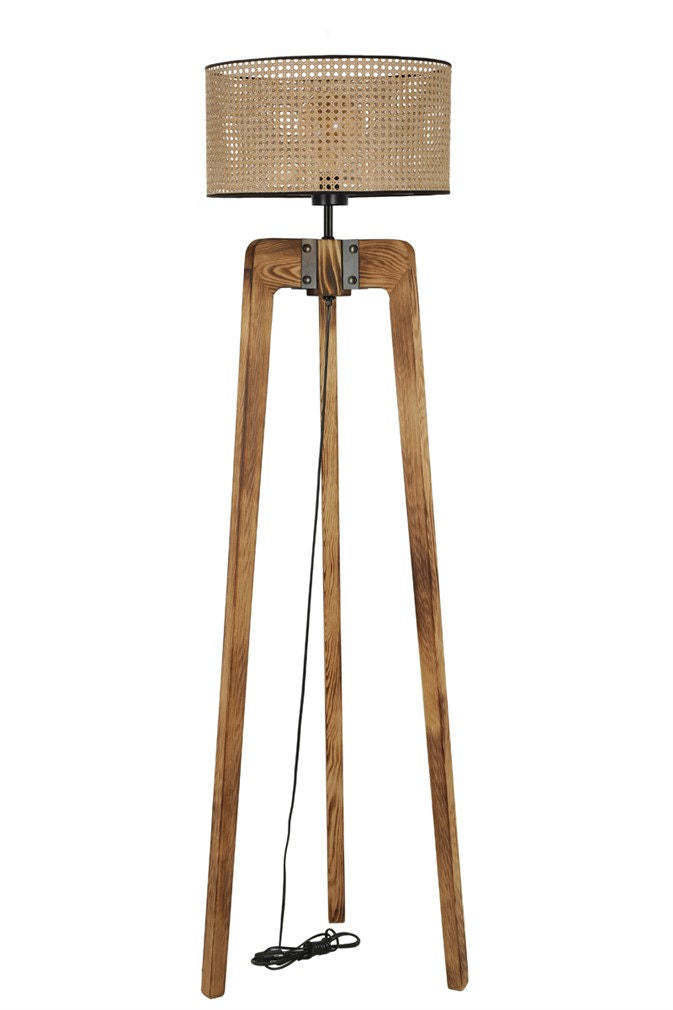 Candeeiro de Pé em Madeira de Fir – 170 cm – Bege – Rattan