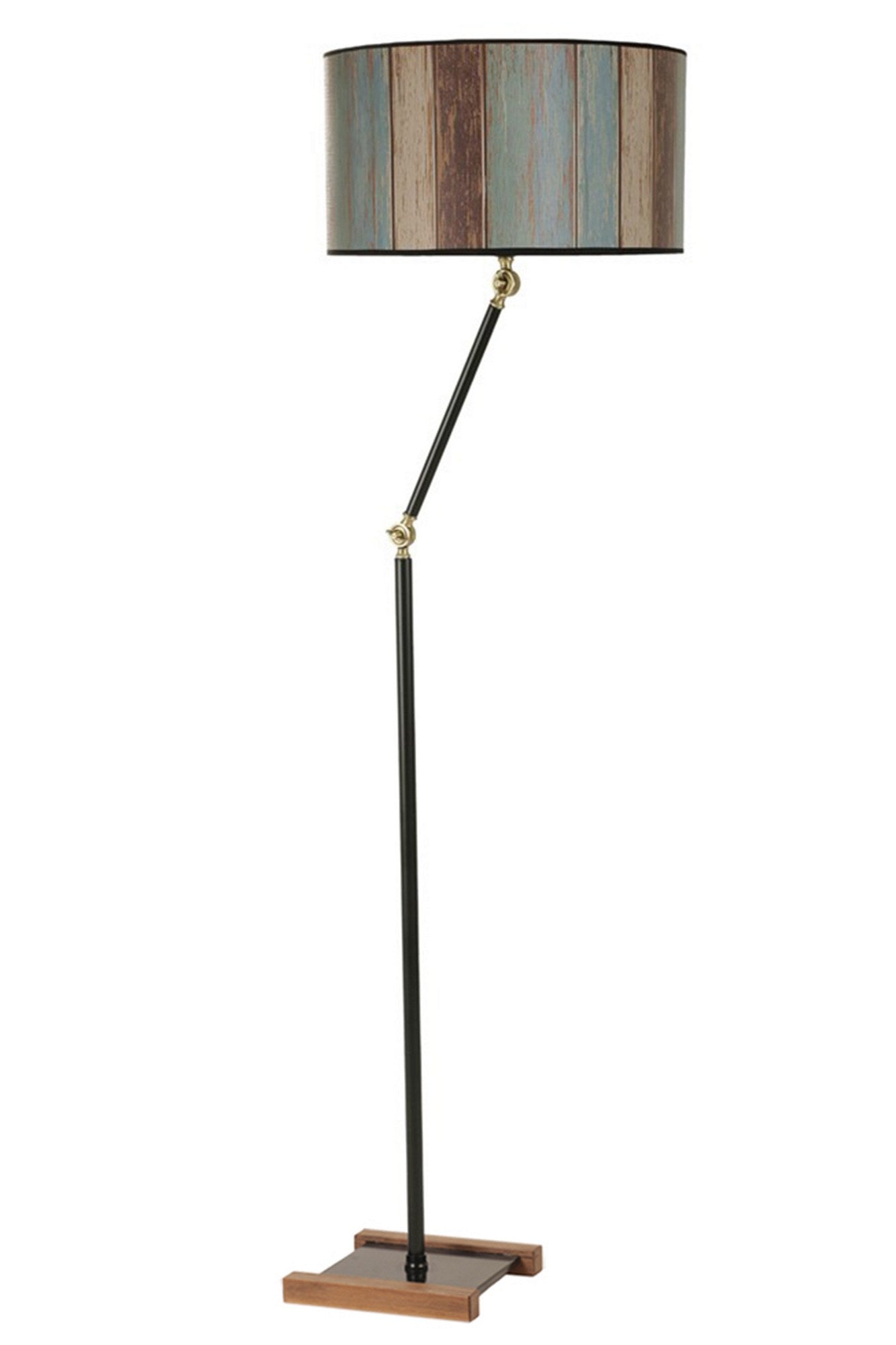 Candeeiro de Pé – 165 cm – Nogueira, Turquesa, Bege, Marrom – Metal